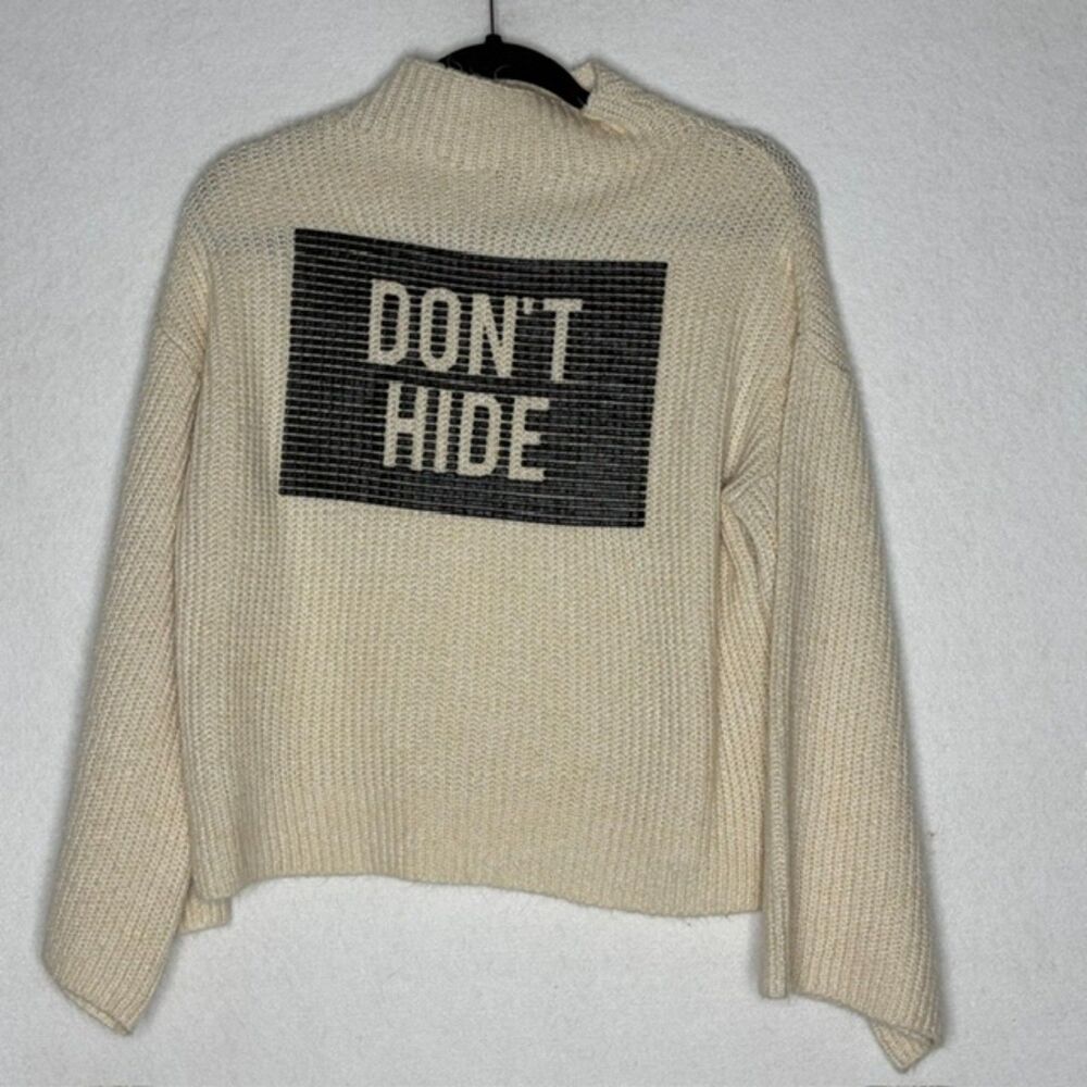 Mango Cream Don't Hide Graphic Oversized Knit Sweater XS